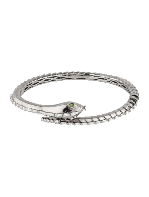 SHAY 18K 1.31ctw Diamond & Tsavorite Garnet Serpent Bangle Bracelet