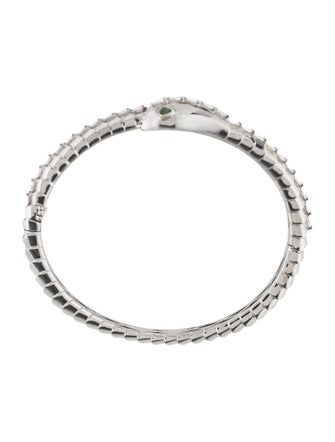 SHAY 18K 1.31ctw Diamond & Tsavorite Garnet Serpent Bangle Bracelet