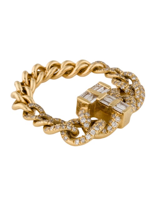 SHAY 18K Diamond Chain Link 'T' Ring