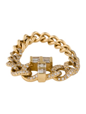 SHAY 18K Diamond Chain Link 'T' Ring