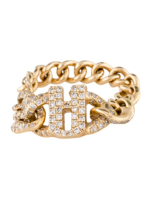 SHAY 18K Diamond Initial 'A' Chain Link Ring