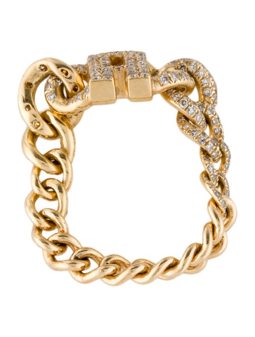SHAY 18K Diamond Initial 'A' Chain Link Ring
