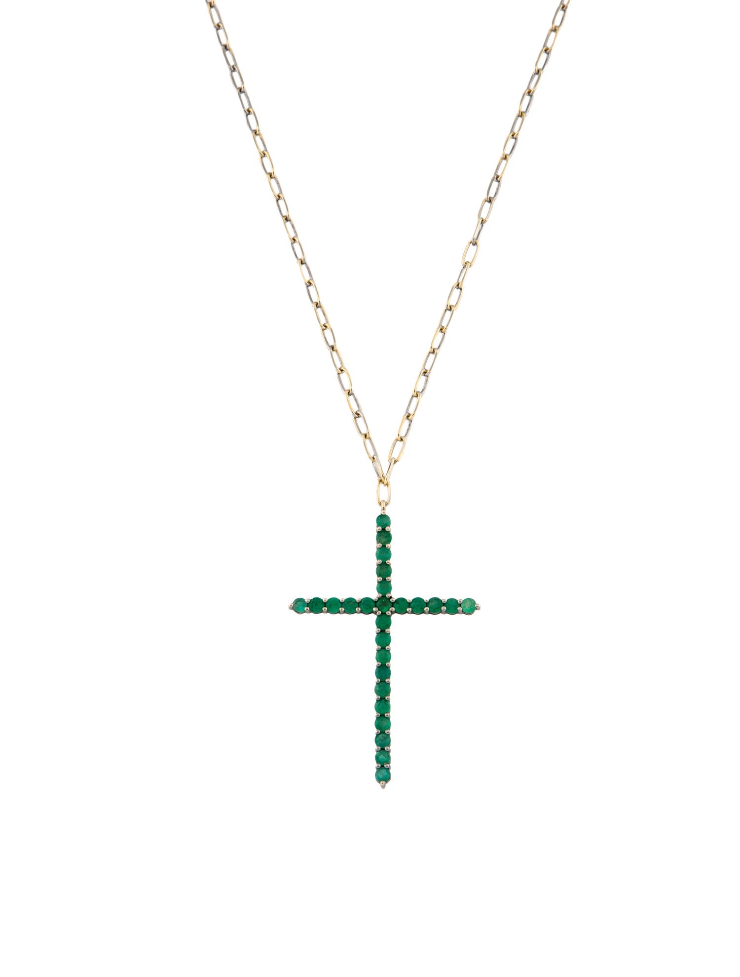 SHAY 18K Emerald Cross Pendant Necklace