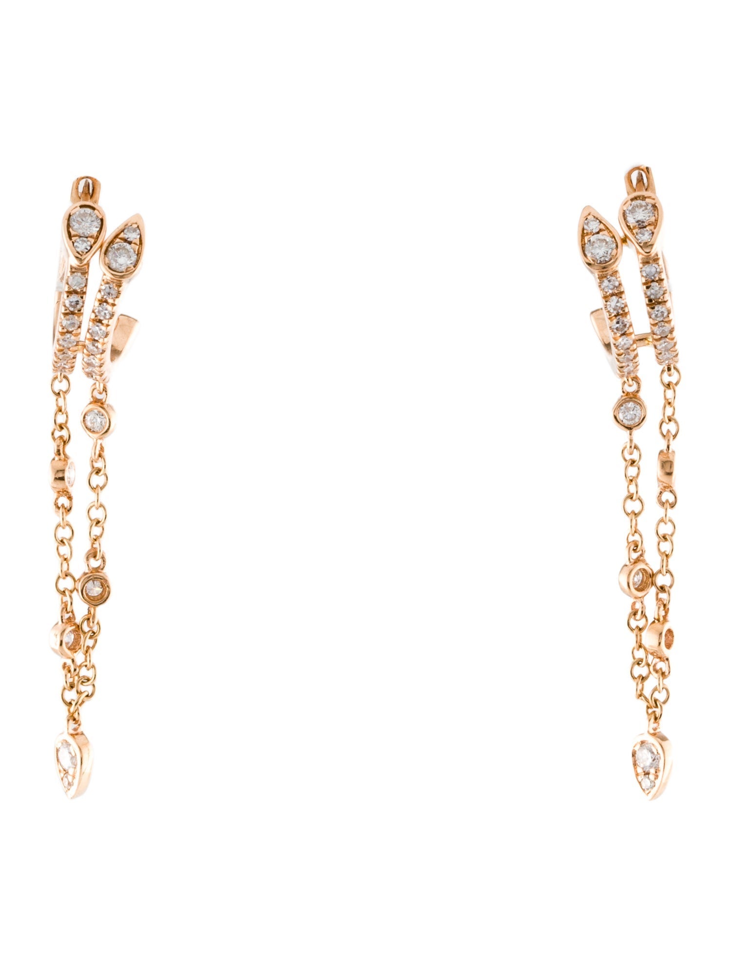 SHAY 18K Diamond Fringe Double Hoop Drop Earrings