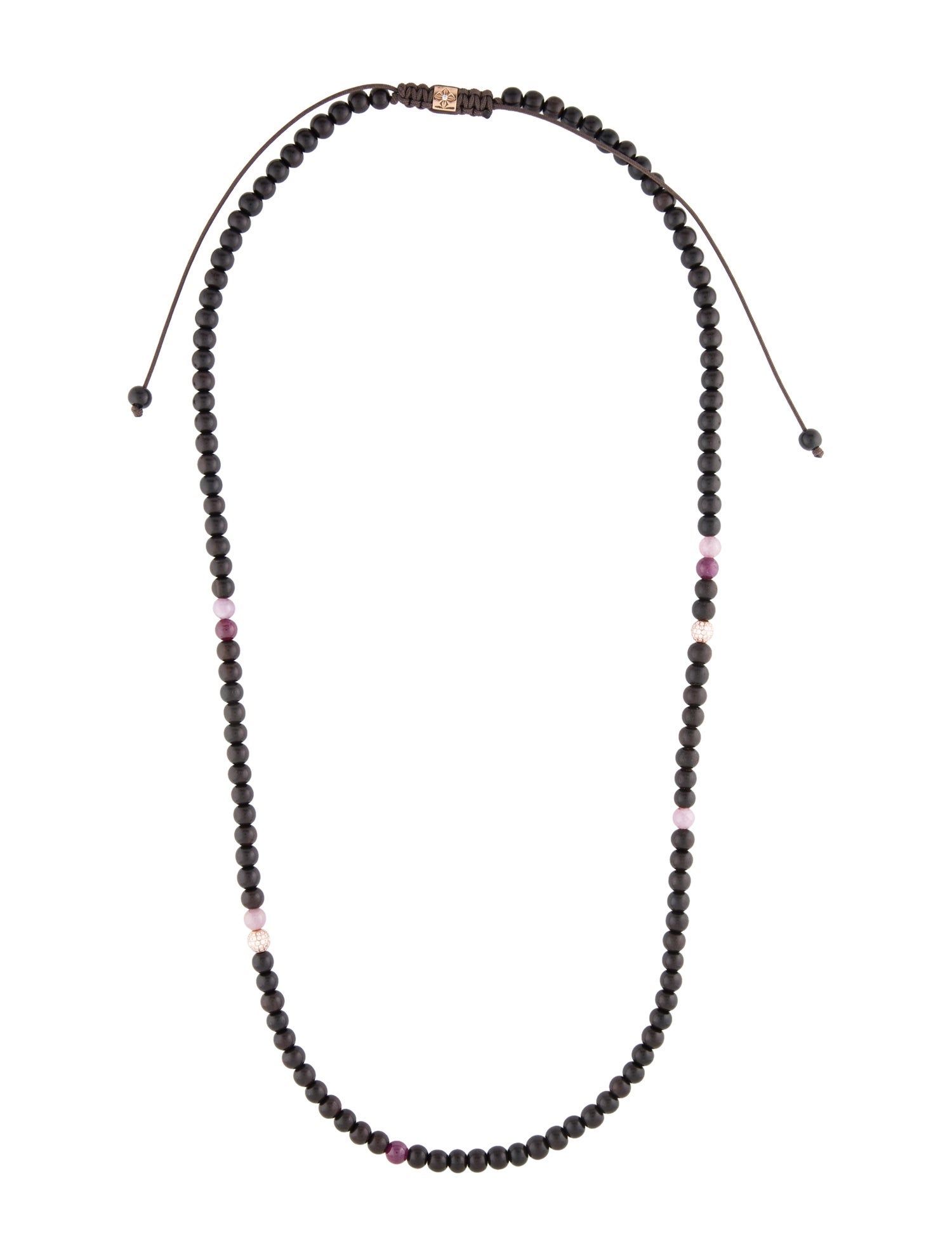 Shamballa 18K Wood, Sapphire, Ruby & Diamond Bead Necklace