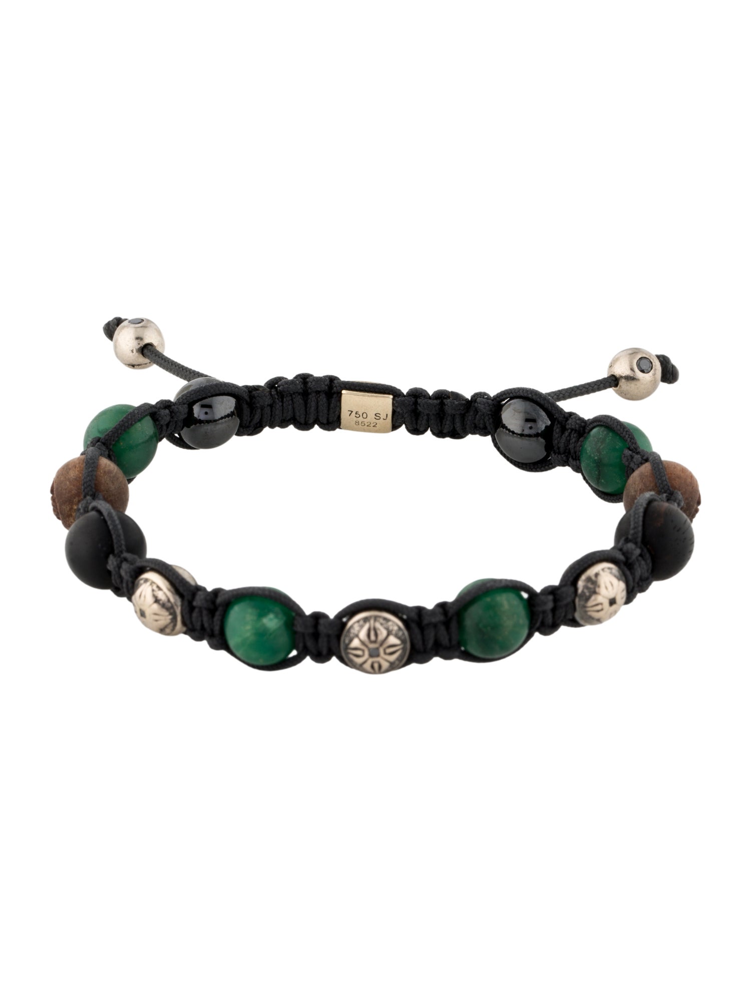 Shamballa 18K Quartzite, Diamond, Ceramic & Wood Bead Bracelet