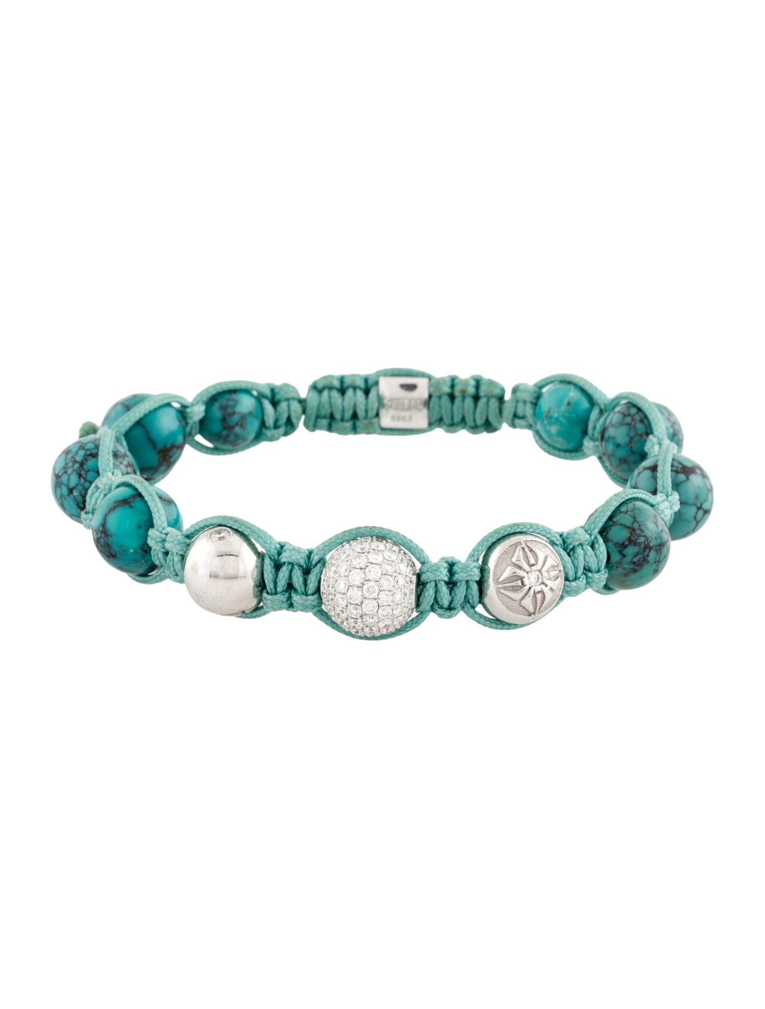 Shamballa 18K Diamond & Turquoise Bead Bracelet