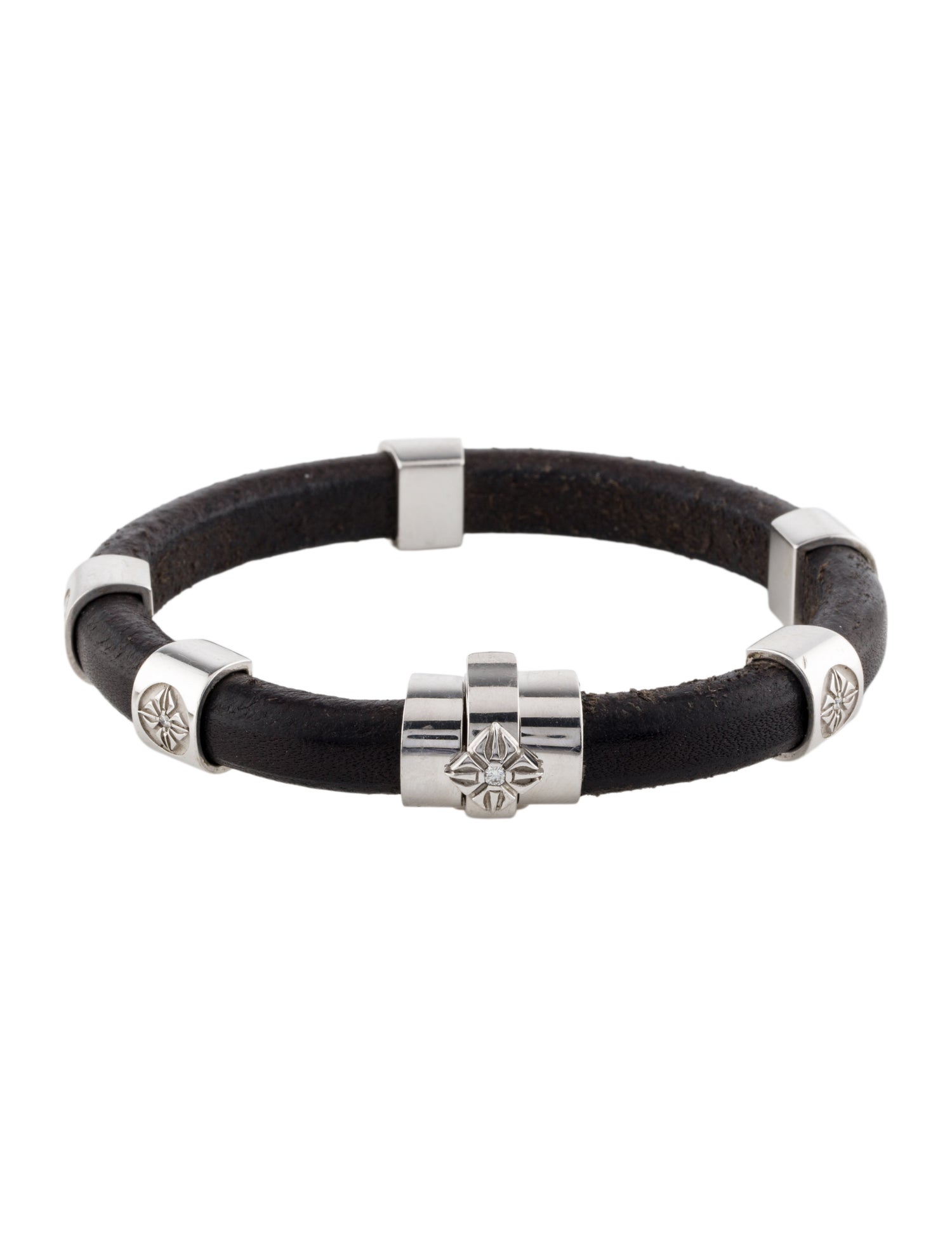 Shamballa 18K Diamond & Leather Korn Bracelet