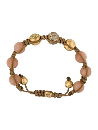 Shamballa 18K Sunstone & Diamond 10mm Braided Bead Bracelet