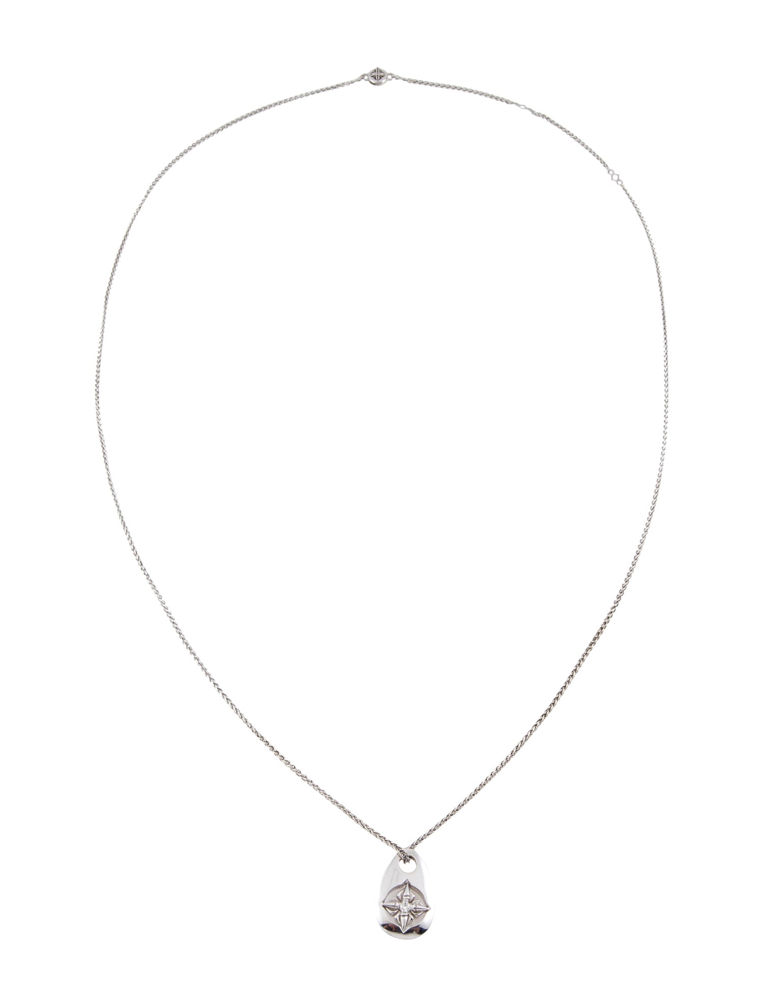 Shamballa 18K Diamond Dog Tag Pendant Necklace