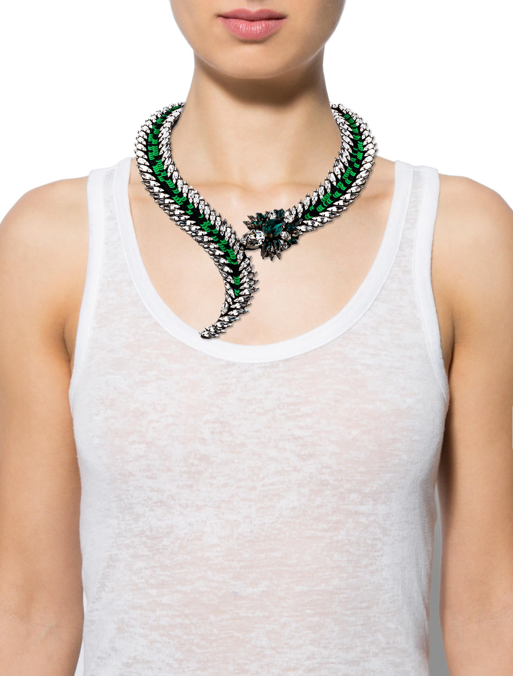 Shourouk Crystal & Sequin Collar Necklace Necklaces SHK20218 The