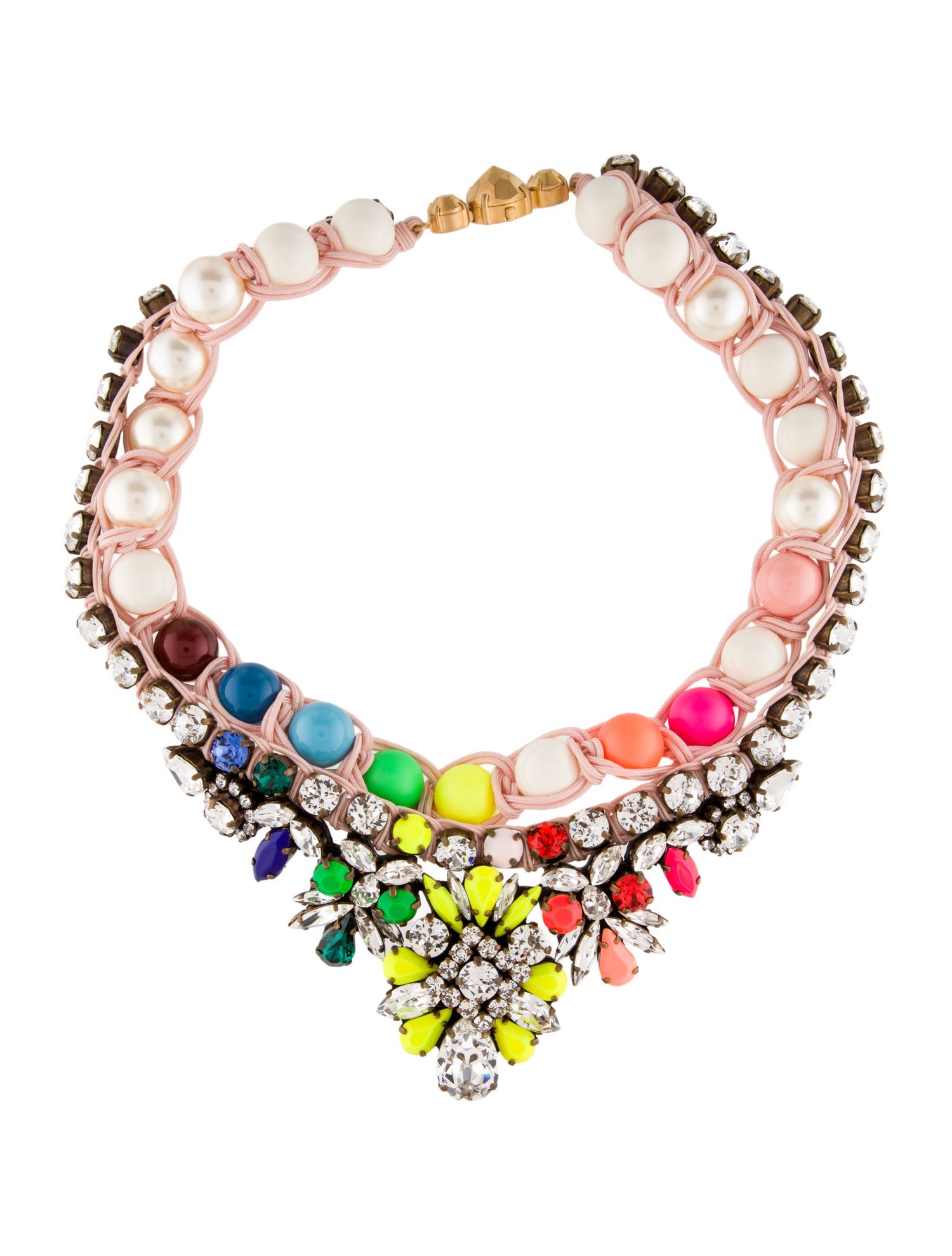 Shourouk Faux Pearl, Resin & Crystal Collar Necklace