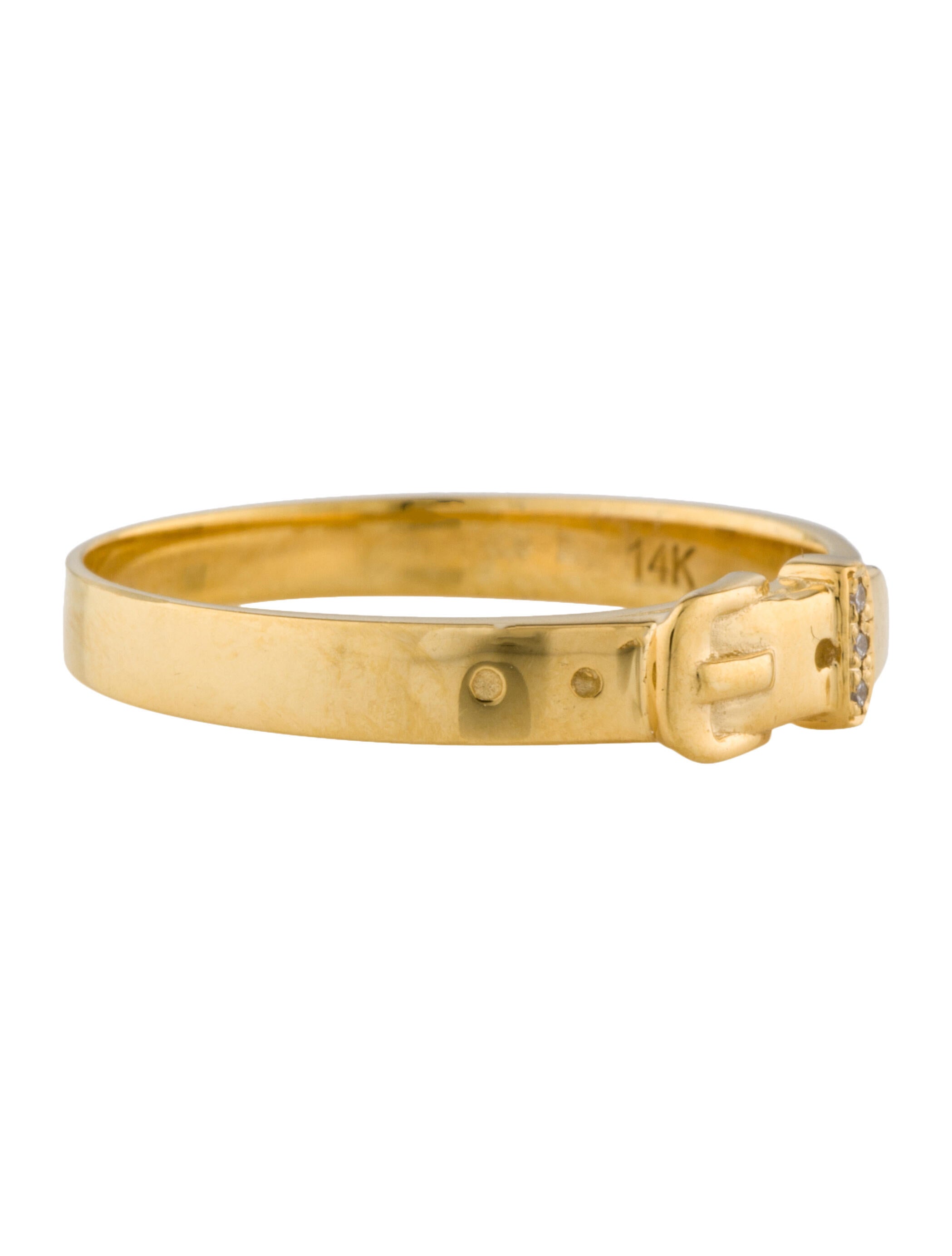 Shinola 14K Diamond Buckle Ring 14K Yellow Gold Band, Rings