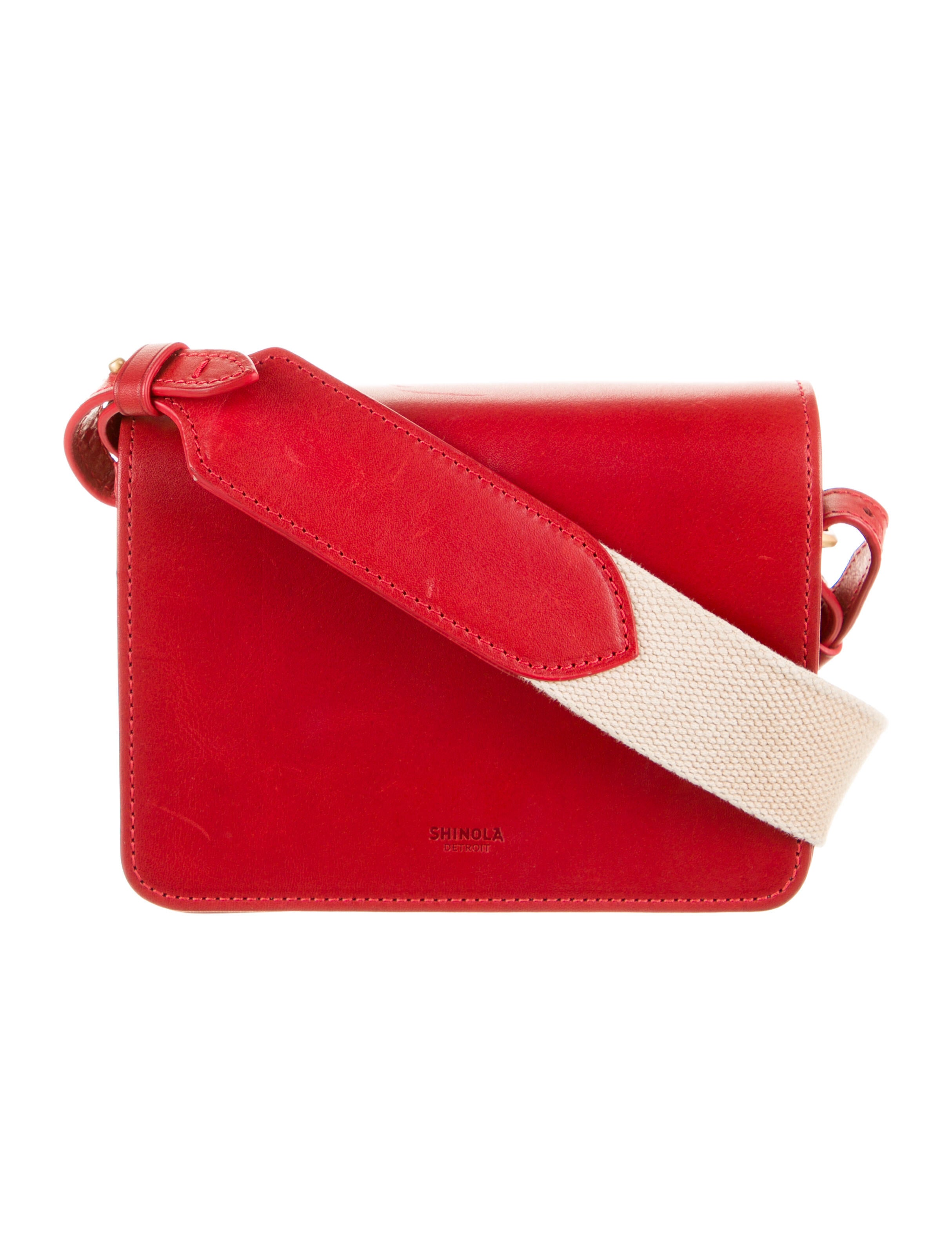 Shinola Solid Leather Crossbody Bag Red Crossbody Bags, Handbags