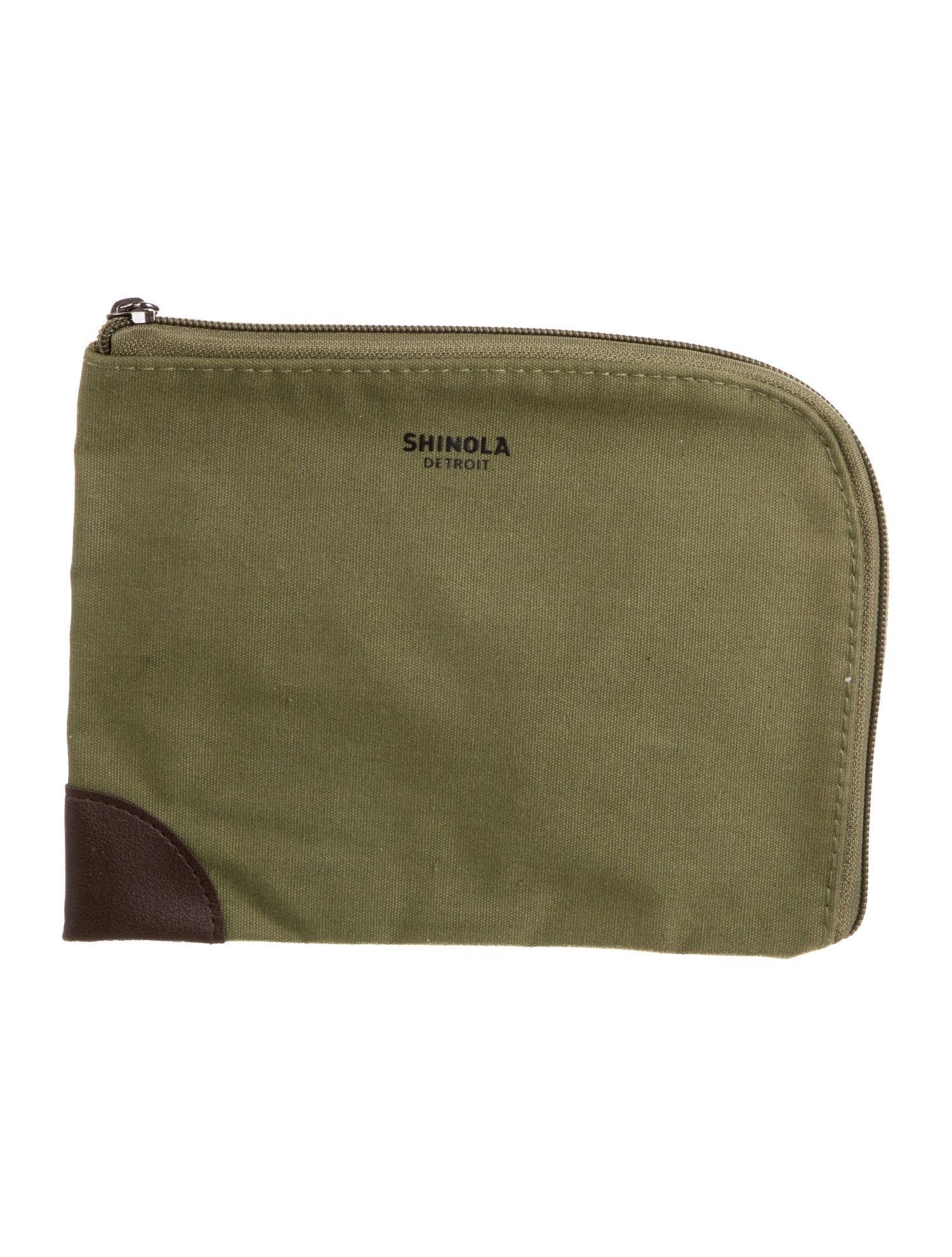 Shinola Leather Trim Canvas Cosmetic Bag