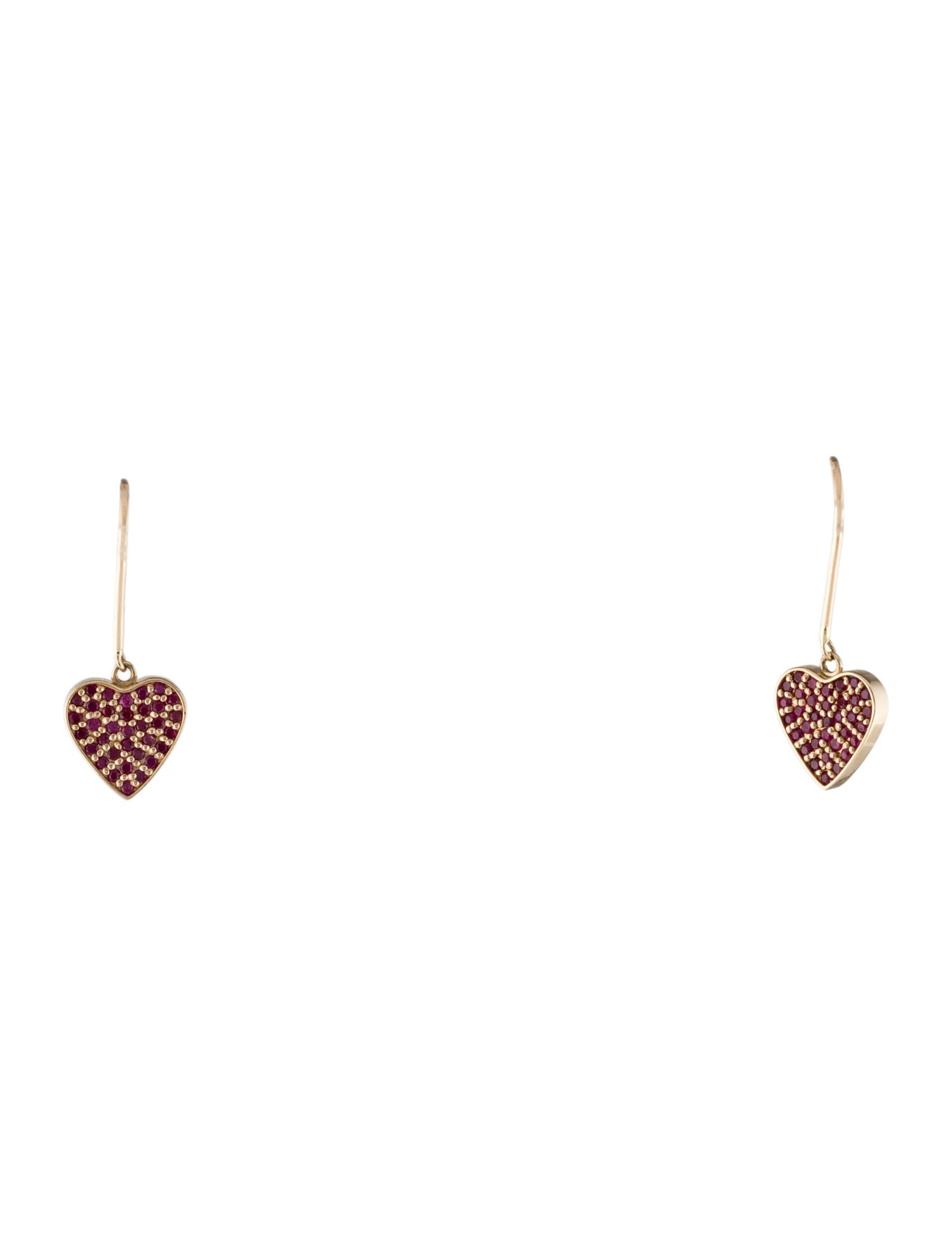 Shinola 14K Ruby Petite Pave Heart Drop Earrings