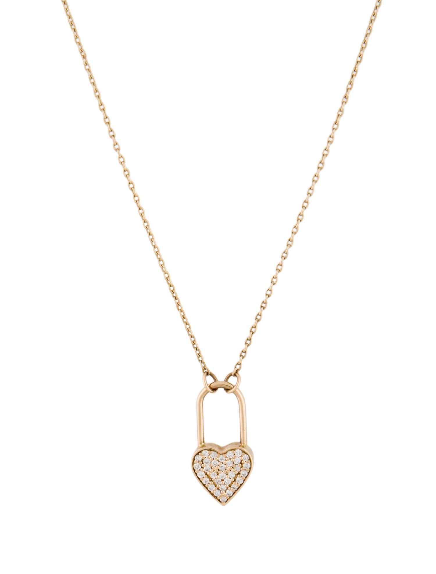 Shinola 14K Diamond Heart Lock Pendant Necklace