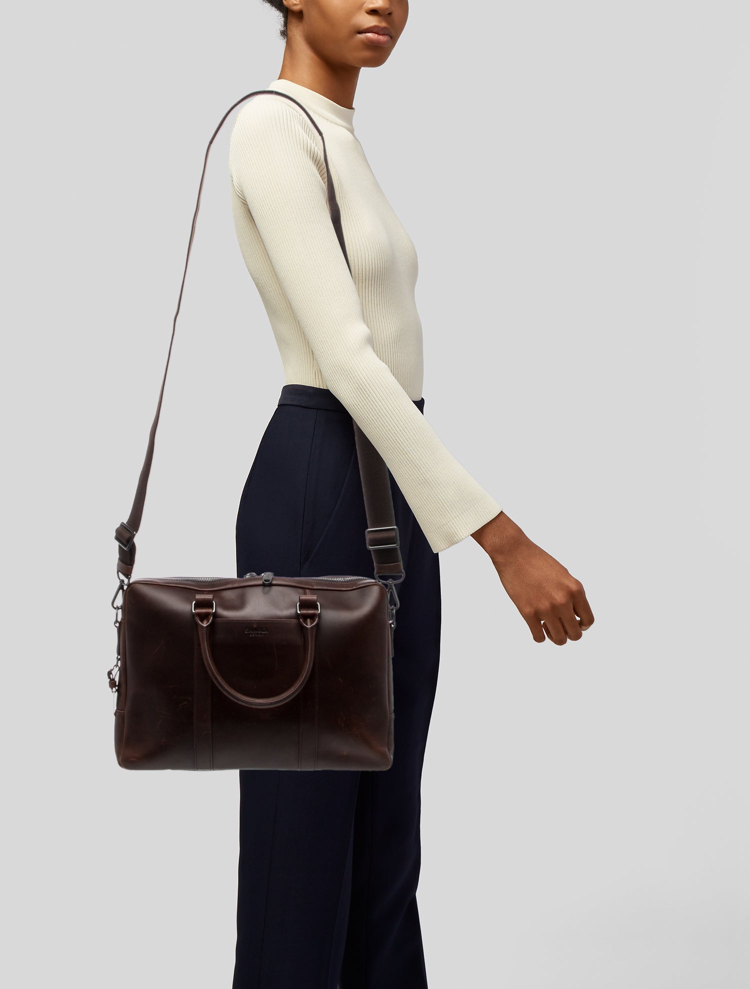 Shinola Leather Top Handle Bag