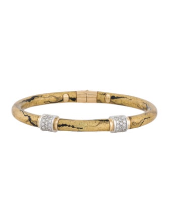 Soho 18K Enamel & Diamond Hinged Bangle