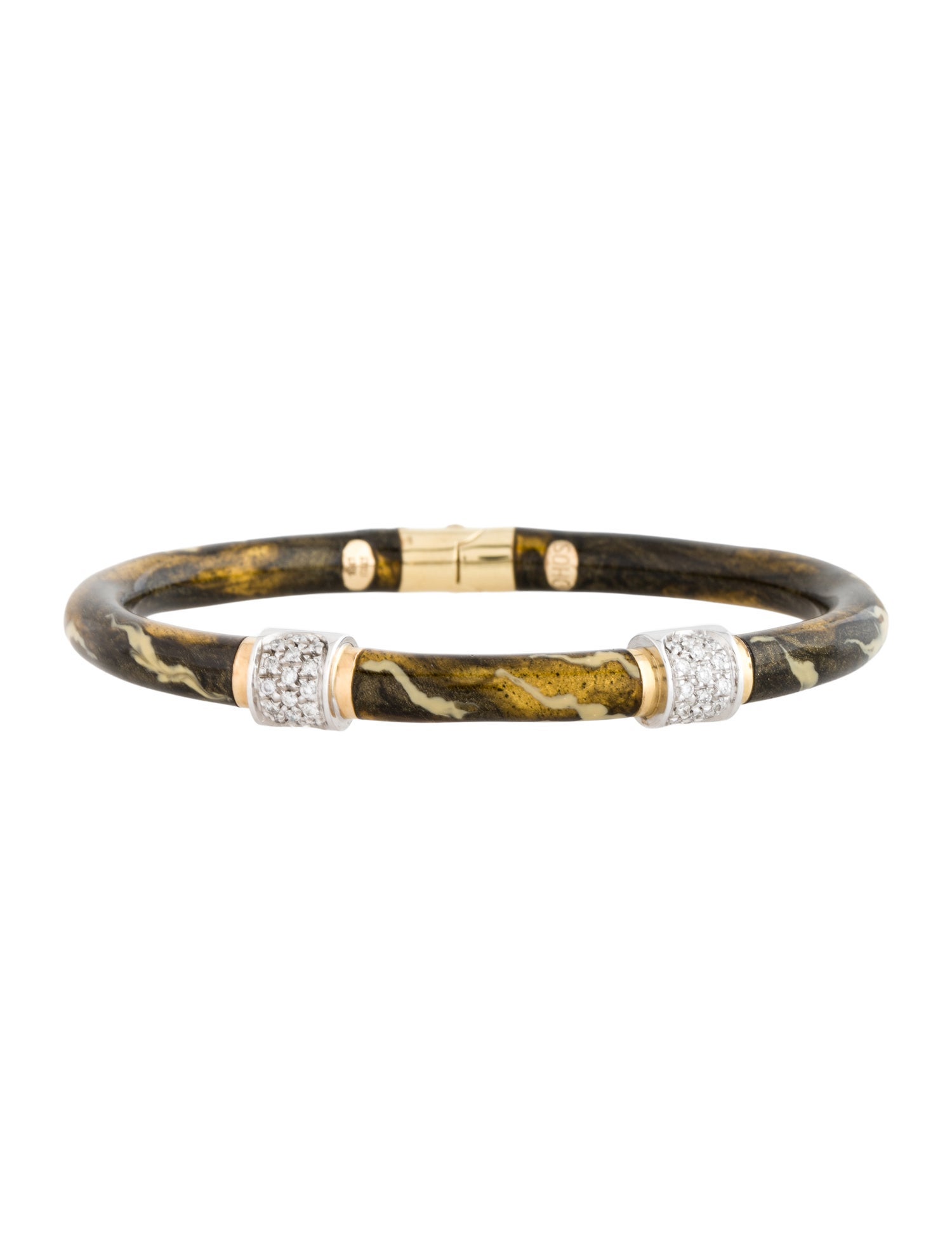 Soho 18K Two-Tone Diamond Enamel Bangle