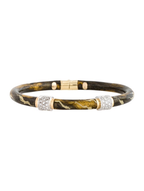 Soho 18K Two-Tone Diamond Enamel Bangle
