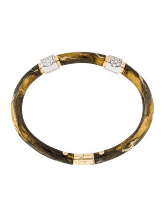Soho 18K Two-Tone Diamond Enamel Bangle