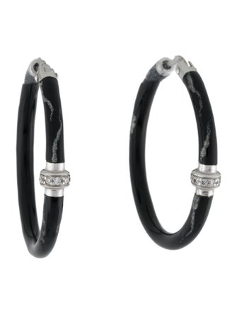 Soho 18K Diamond & Enamel Hoop Earrings