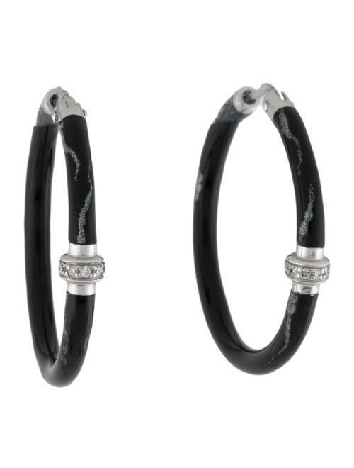Soho 18K Diamond & Enamel Hoop Earrings