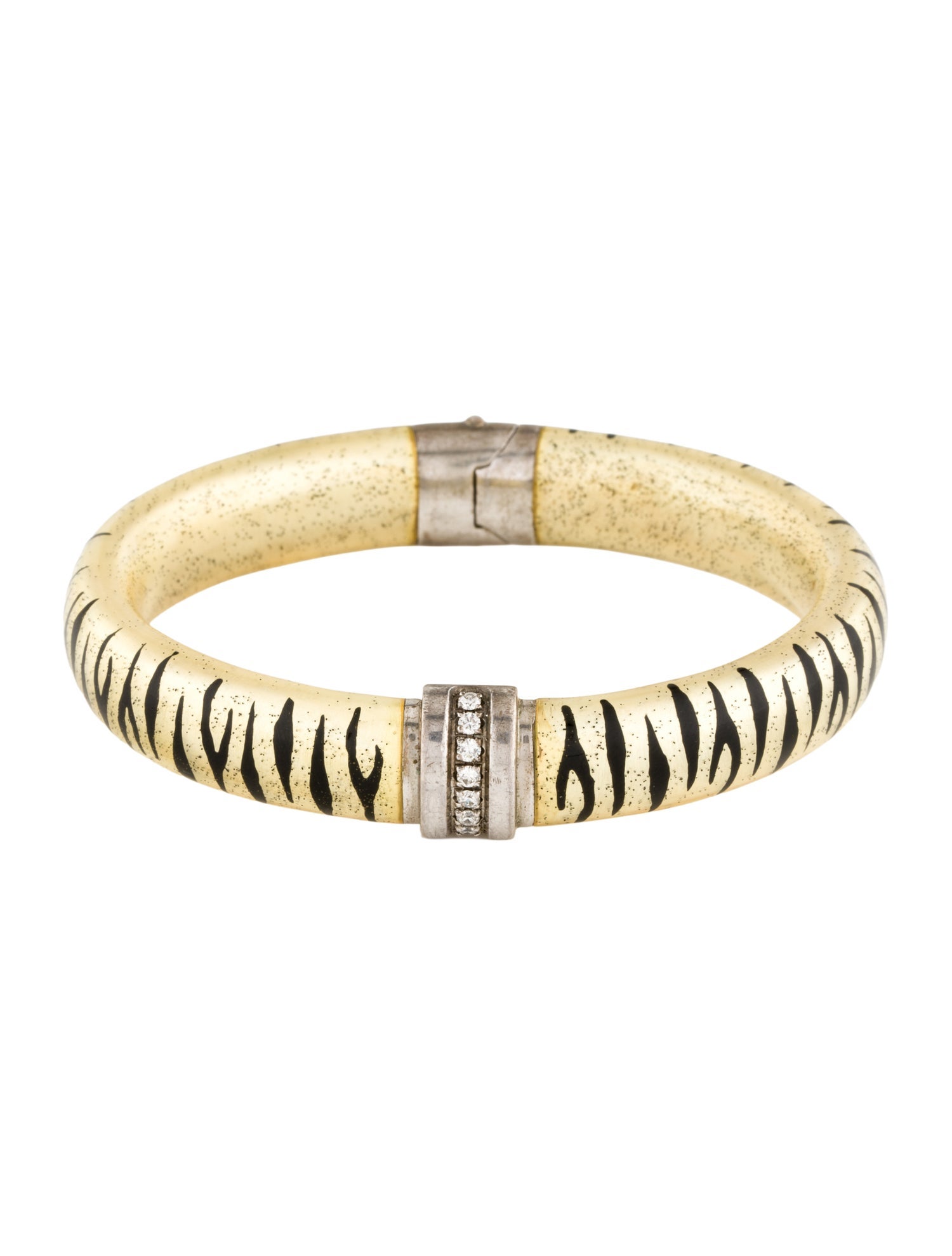 Soho Diamond & Enamel Tiger Stripe Oval Bangle