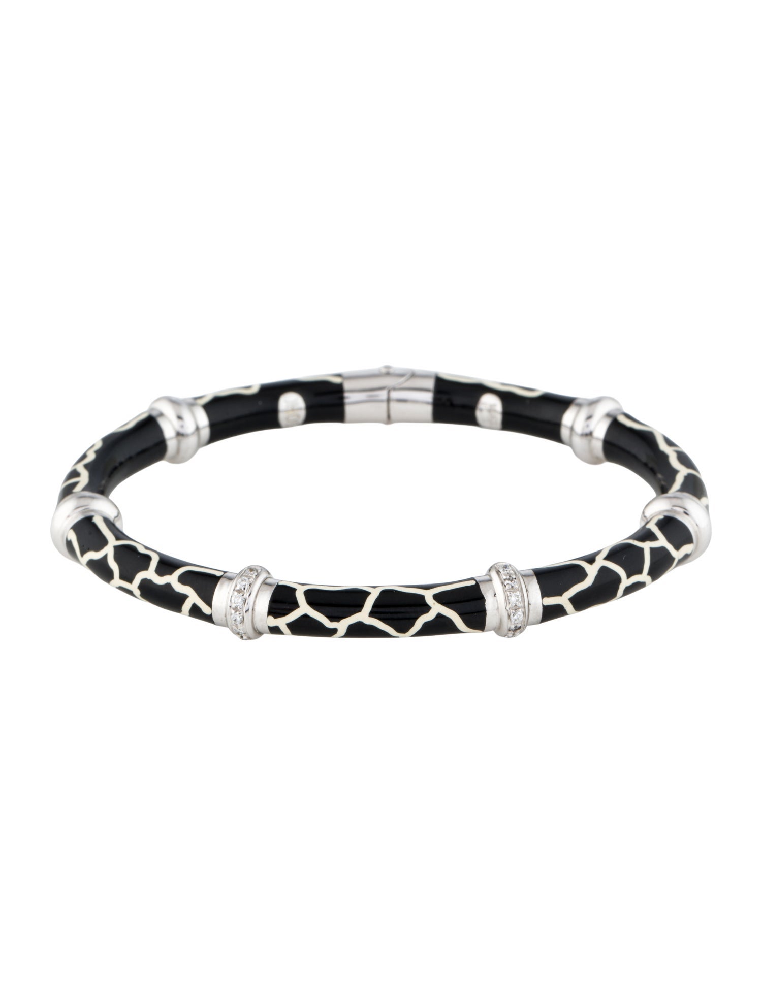 Soho 18K Diamond & Enamel Hinged Bangle Bracelet