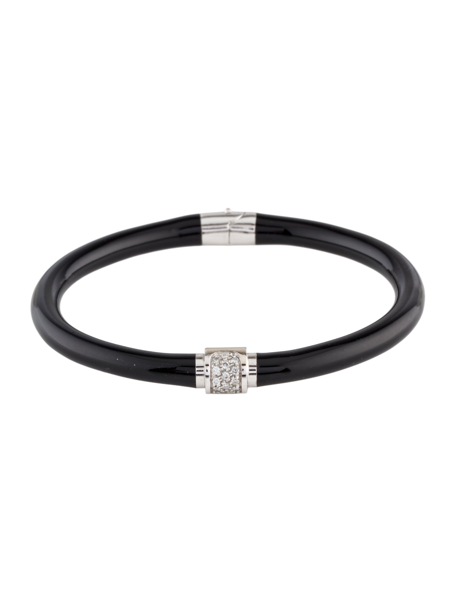 Soho 18K Diamond & Enamel Hinged Bangle Bracelet