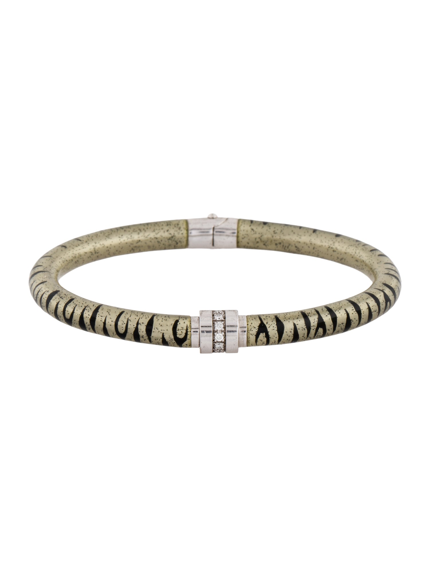 Soho Enamel Diamond Hinged Bangle Bracelet