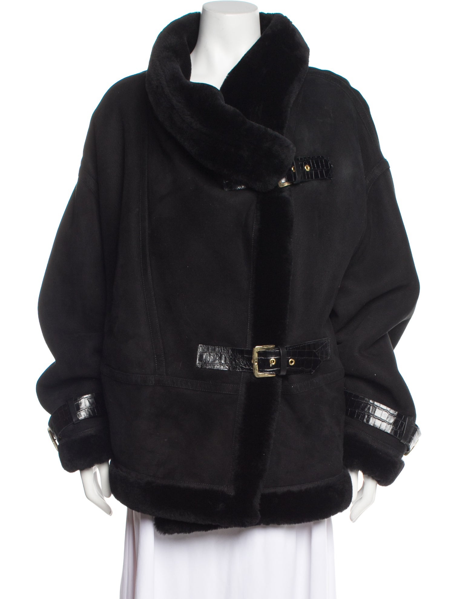 Shoreditch Ski Club Leather Faux Fur Coat