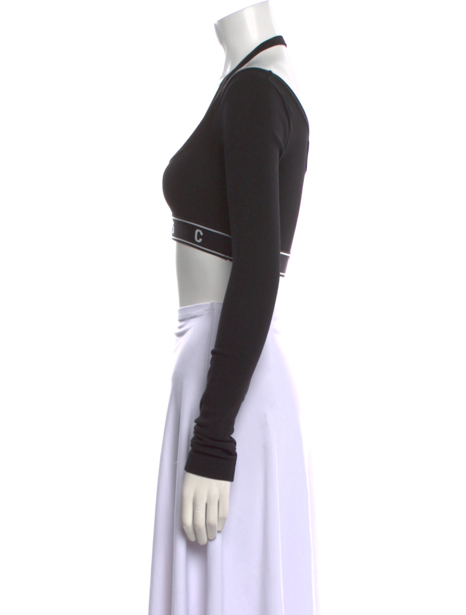 Shoreditch Ski Club Square Neckline Long Sleeve Crop Top