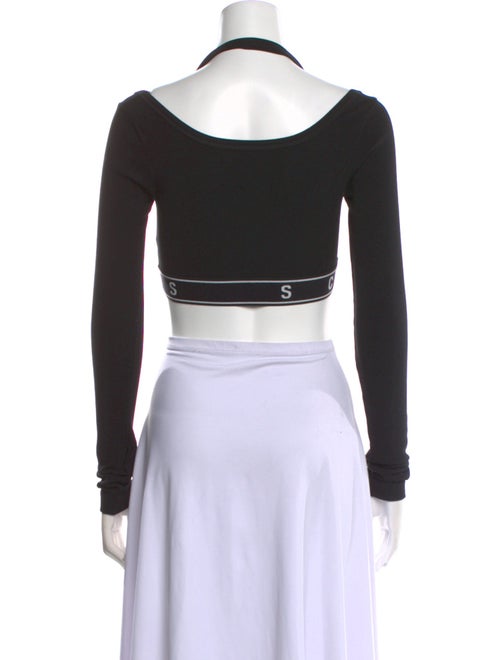 Shoreditch Ski Club Square Neckline Long Sleeve Crop Top