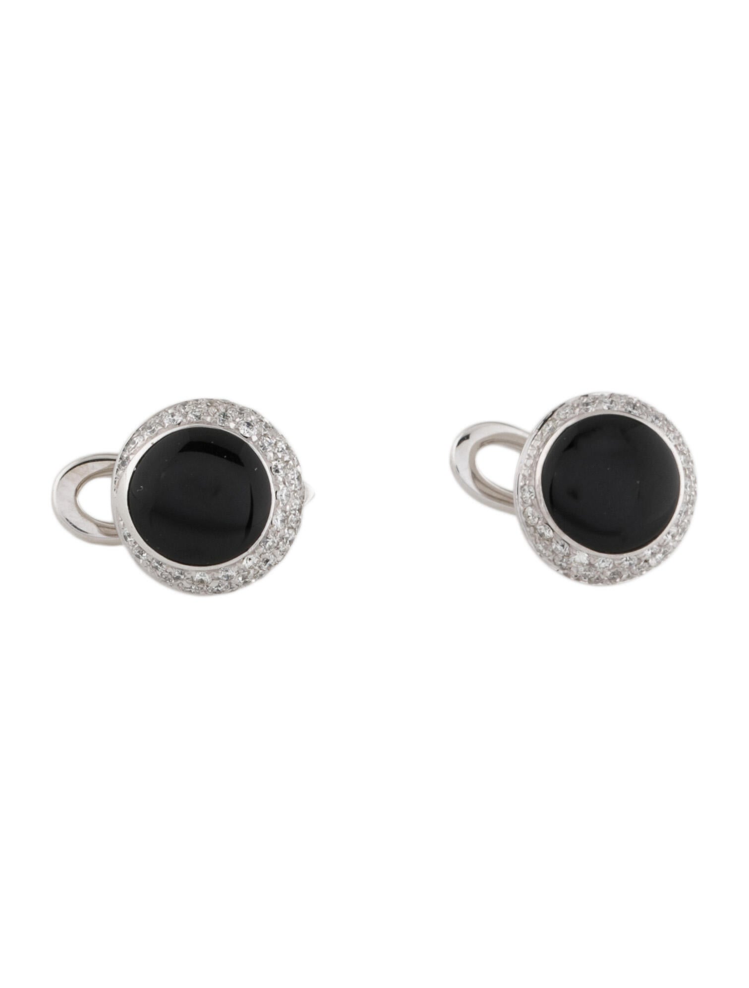 Shirt Studs 18K Onyx & Diamond Shirt Studs RhodiumPlated 18K White