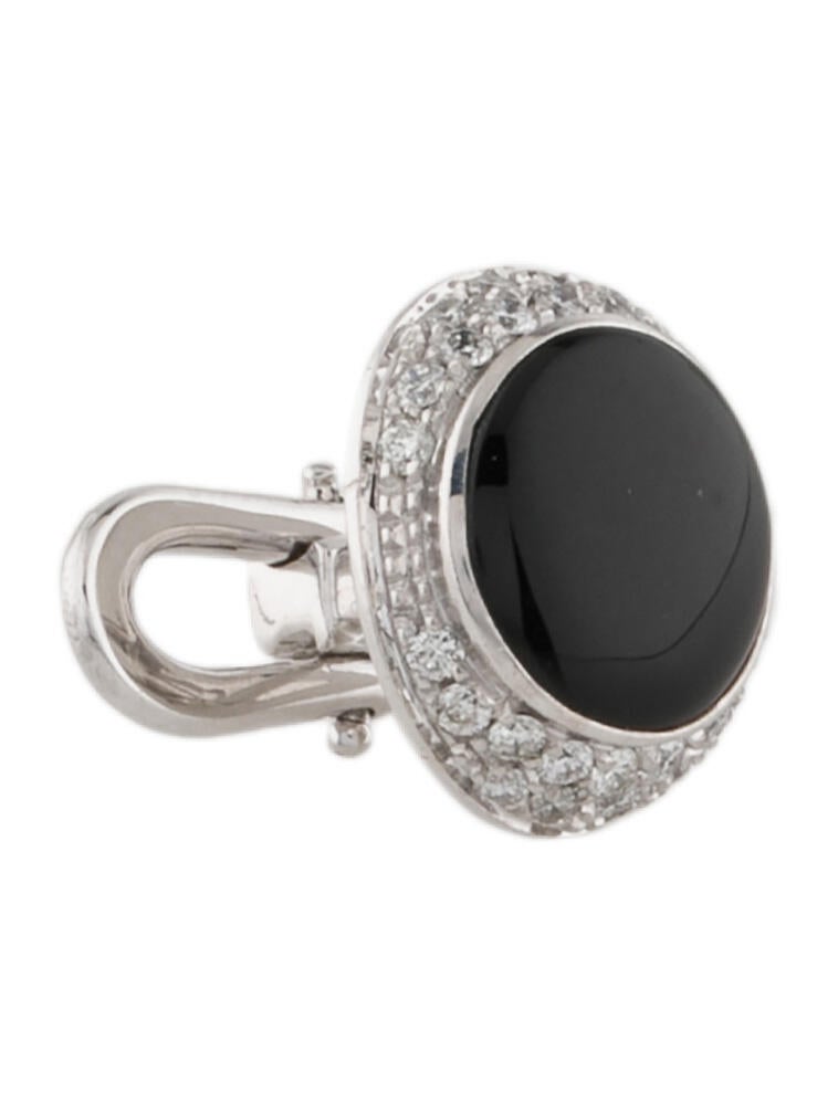 Shirt Studs 18K Onyx & Diamond Shirt Studs RhodiumPlated 18K White