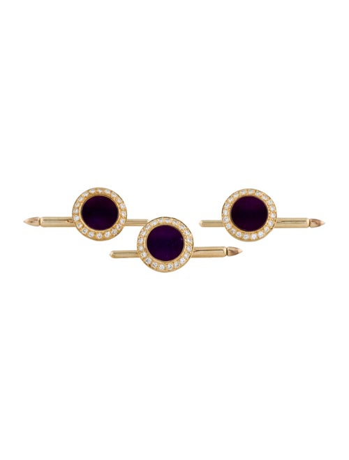Shirt Studs 14K Onyx & Diamond Set Of Three Shirt Studs