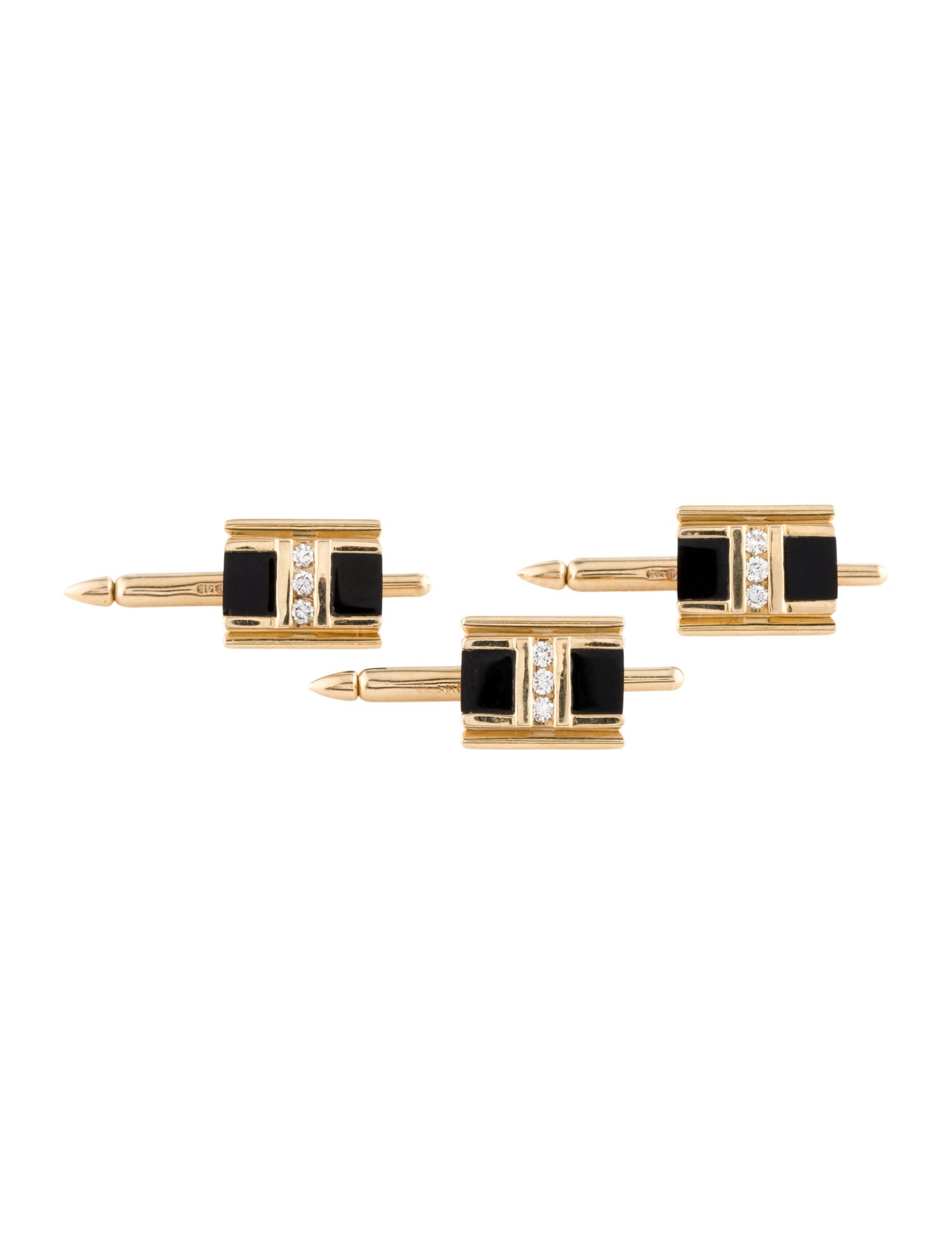 Shirt Studs 14K Diamond and Onyx Shirt Stud Set