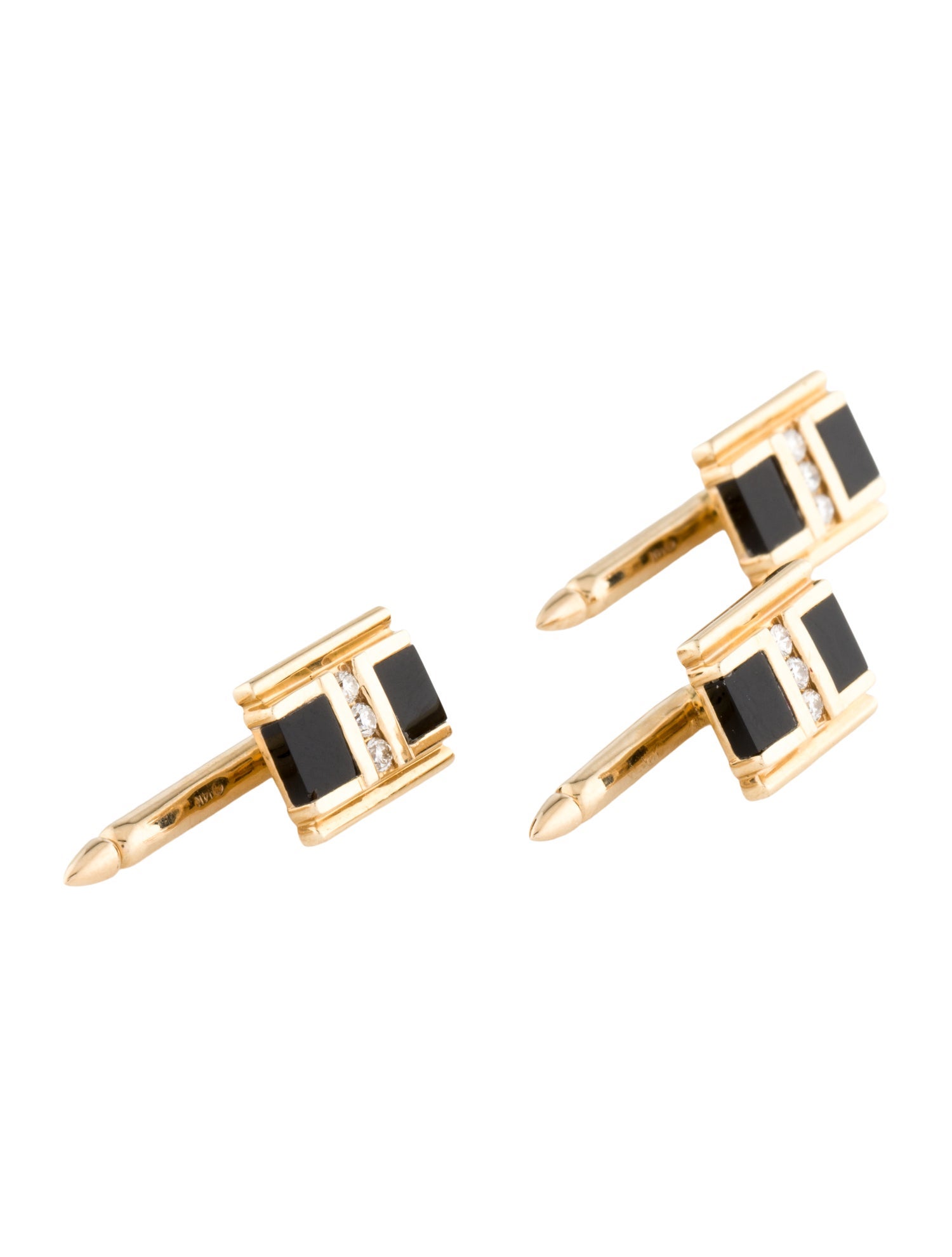 Shirt Studs 14K Diamond and Onyx Shirt Stud Set
