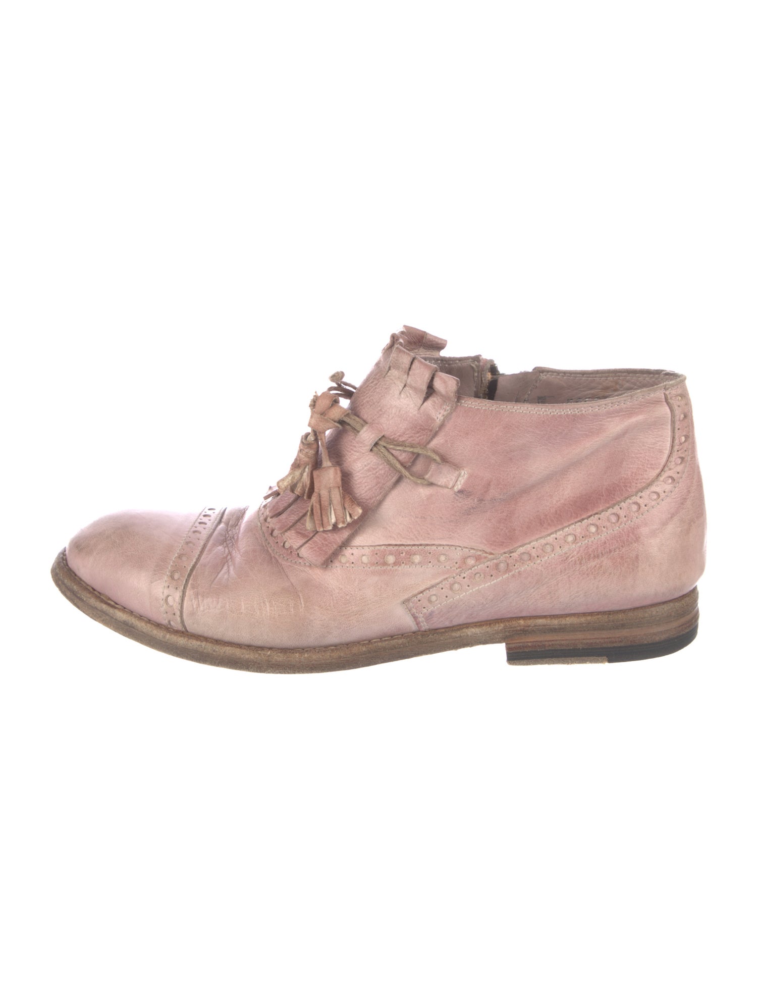 Shoto Leather Colorblock Pattern Lace-Up Boots
