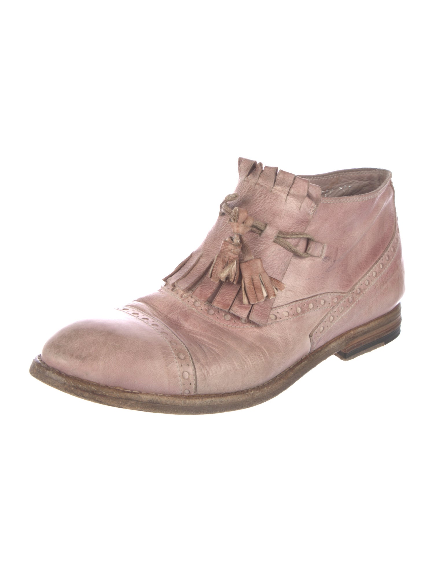 Shoto Leather Colorblock Pattern Lace-Up Boots