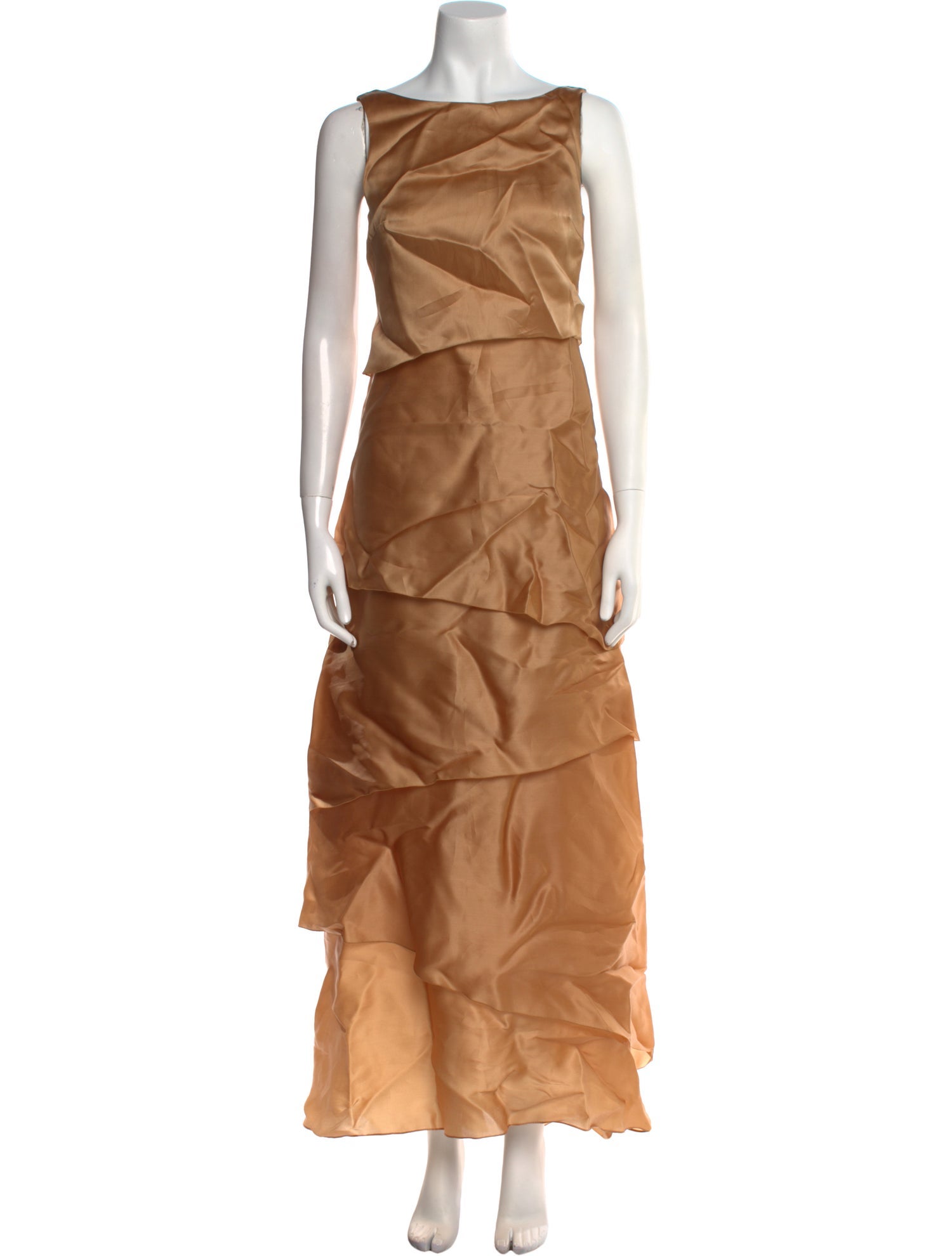 Angel Sanchez Bateau Neckline Long Dress