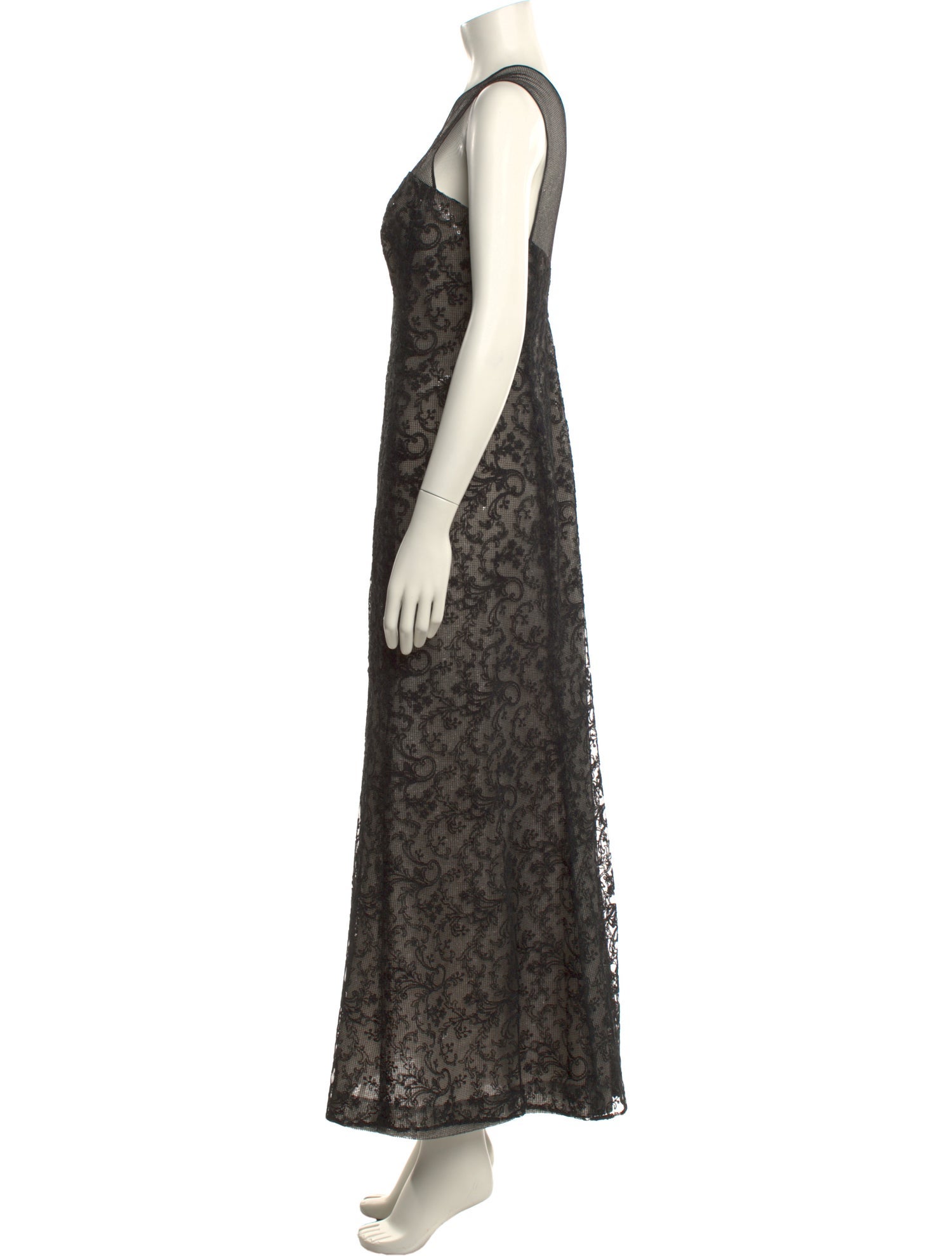 Angel Sanchez Lace Pattern Long Dress