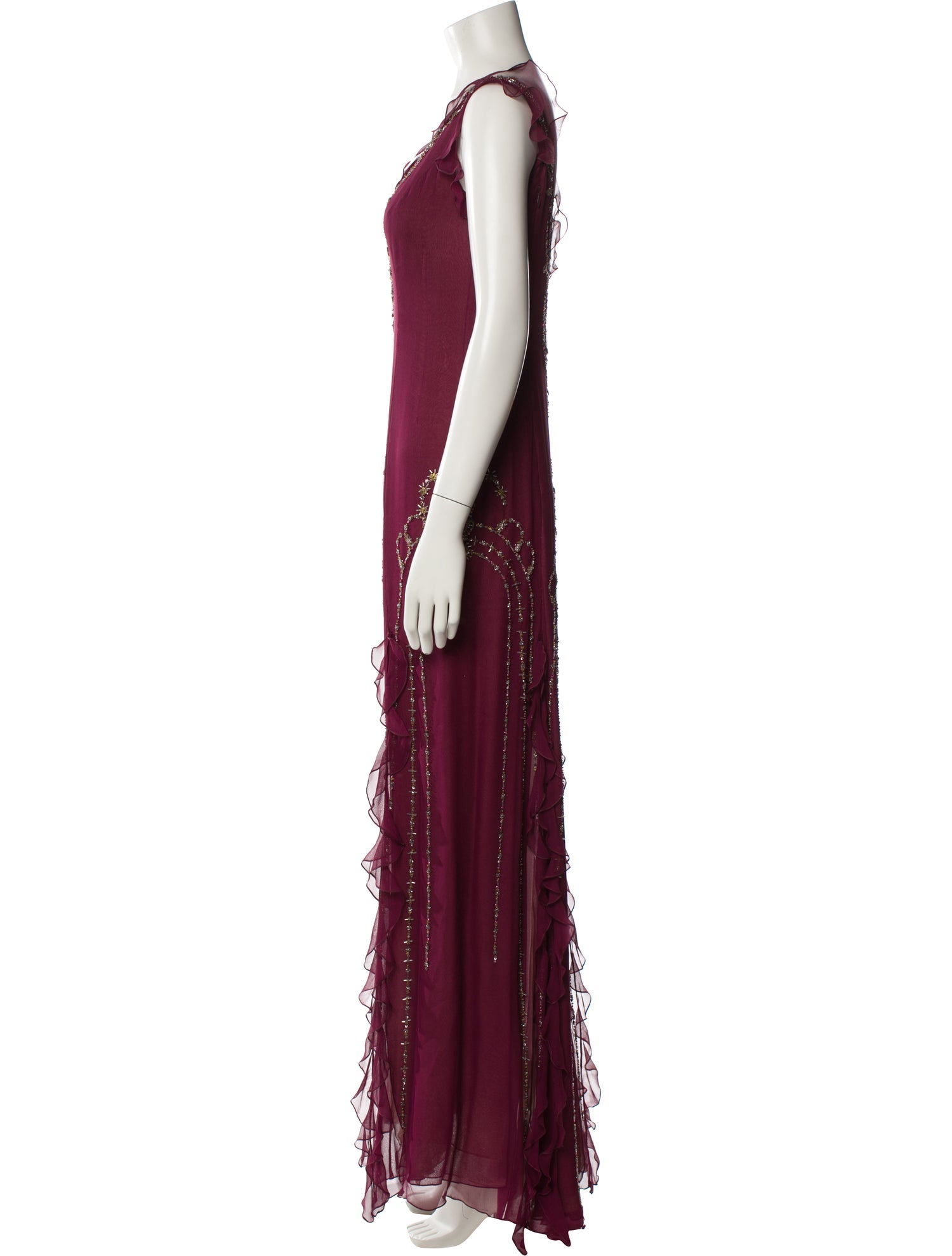Angel Sanchez Scoop Neck Long Dress