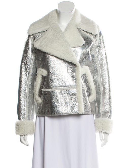 Sies Marjan Metallic Shearling Jacket Silver
