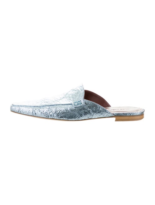 Sies Marjan Metallic Leather Square-Toe Mules Blue