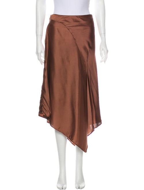 Sies Marjan Silk Midi Length Skirt Brown