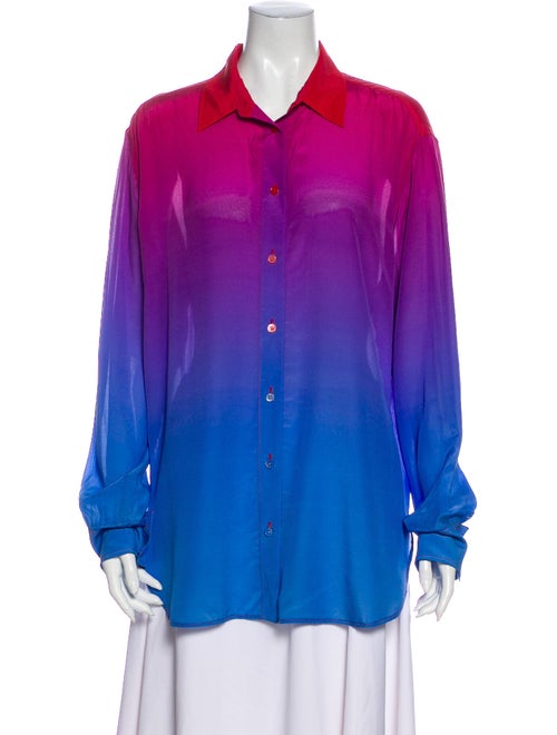 Sies Marjan Silk Long Sleeve Button-Up Top Purple