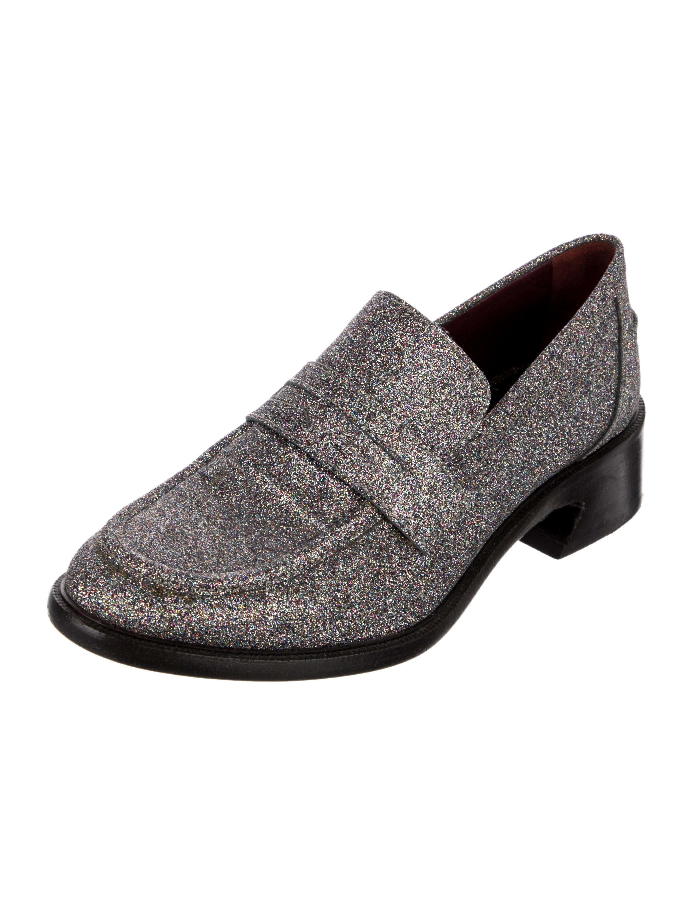 Sies Marjan Leather Glitter Accents Loafers